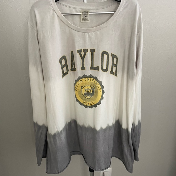 gameday couture Tops - Baylor Gray and White Relaxed Long Sleeve T Shirt